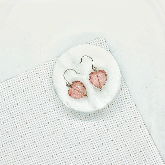BADU | pink swarovski heart drop earrings - Picture 4 of 5